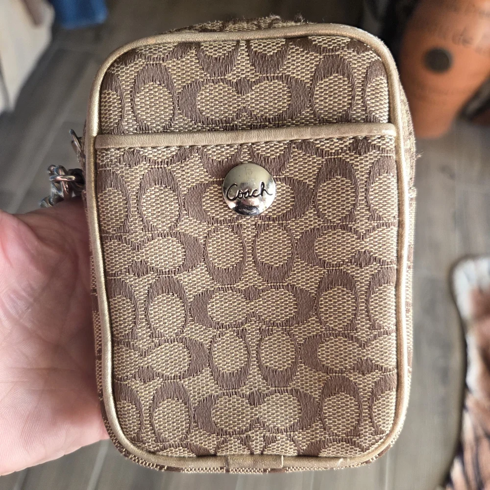 Coach Tan and Brown Signature Pouch - Picture 2 of 6